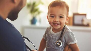 cute asian boy kid check-up and learning about preventive care photo