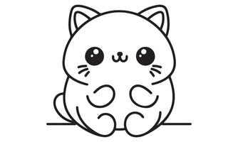 A black and white drawing of a cat vector