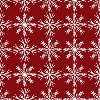 Seamless pattern of white snowflakes on a Christmas red background vector