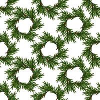 Seamless pattern of Christmas wreaths on a white background vector