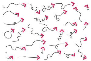 set arrow line symbol element icon sketch hand doodle design . vector