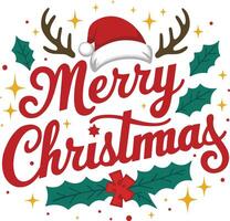 Merry Christmas typography text with white background vector