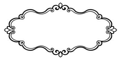 a black and white drawing of a frame with a scroll vector