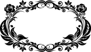 a black and white floral frame with a white background vector