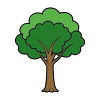 A cartoon tree with green leaves and a white background vector