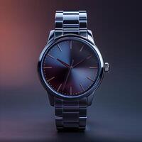 Men's wrist watch on a dark background. Close-up. photo