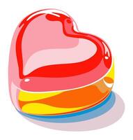 Bright glossy jelly candy in shape of heart. Fruit gummy heart. isolated illustration vector