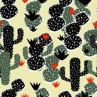 seamless cactus pattern on light yellow background. Cordel brazian northeast vector