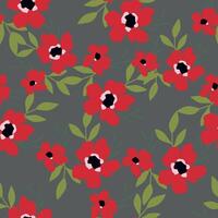 seamless flower pattern on grey background vector