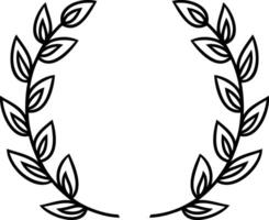 Laurel wreath icon Outline Branch with leaf Frame Border vector