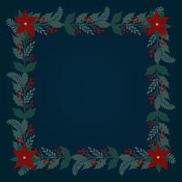 Merry Christmas card with frame and copyspace on a dark blue background vector