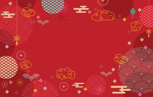Happy Chinese new year background with flat element vector