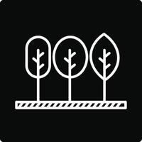 A line drawing of three trees on a black background vector