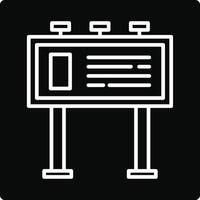 A black and white icon of a sign on a black background vector