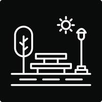 A park bench and lamp in the middle of a street vector