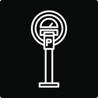 A parking meter icon in a white line vector
