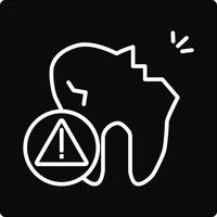 A tooth with a broken jaw and a warning sign vector