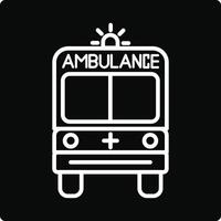 Ambulance icon on black background vector