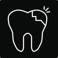 A tooth with a broken tooth icon vector