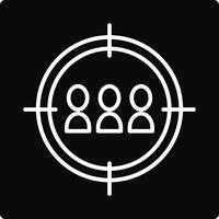 A white icon of people in a target vector