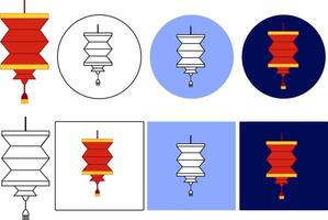 traditional style seal red lantern stamp of Chinese character for New Year. graphic logotype vector