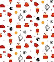 China new year elements seamless pattern in oriental graphic traditional style. festive ornament for lunar chinese new year decoration. Red and golden abstract asian creative motif. vector