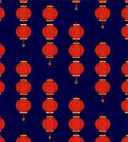 Asian red lanterns seamless pattern. graphic illustration on dark transparent background. Happy Chinese New year vector