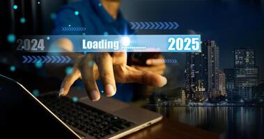 Starting New year with ambition 2025 and countdown merry christmas and happy new year, Planning and challenge strategy in new year 2025 Concept. photo