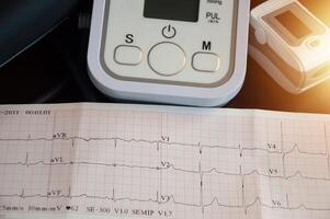 Concept of electrocardiogram, abnormal heart function detection, annual health checkup photo