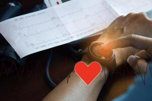 Concept of electrocardiogram, abnormal heart function detection, annual health checkup photo