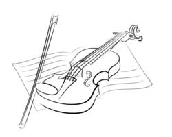 The violin sketch with music book. vector