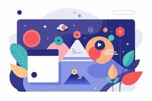 A flat design with a colorful background vector