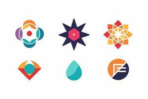 A set of colorful logos with different shapes vector