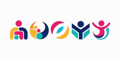 A colorful logo with people and a family vector