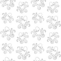 Seamless pattern of sketch octopus vector