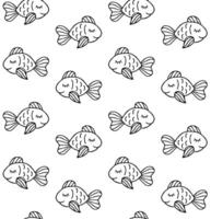 Seamless pattern of hand drawn fish vector