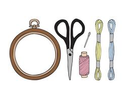 Set of hand drawn doodle sketch embroidery vector