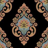 Damask pattern background Geometric ethnic oriental vector