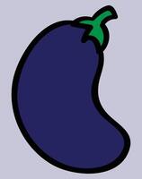 An eggplant, Minimalist illustration of an eggplant with a green stem, with bold outlines and simple design, suitable for signs and tags for shops, good for educational content and social media ads vector