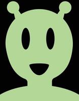 A green chubby alien, an alien smiling with black background, alien character illustration, suitable for social media and profile picture, also good for print material and T shirts and posters vector