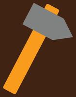 A simple hammer with wooden handle, iron grey and brown, hammer illustration, equipment and tool illustration, suitable for signs and tags and banners for workers, good for educational content vector