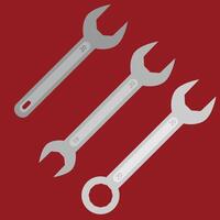 A wrench key illustration, single sided wrench and a double sided wrench and a wrench key with spanner, suitable for signs and tags and banners for workers, good for educational content and ads vector