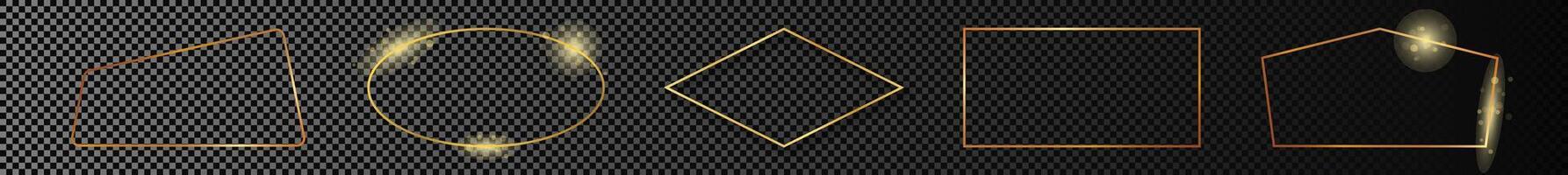 Gold glowing different geometric shape frame vector