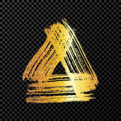Gold grunge brush strokes in triangle form