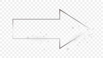 Silver glowing arrow shape frame with sparkles vector