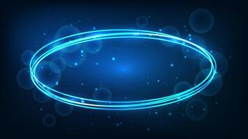 Neon oval frame with shining effects and sparkles vector