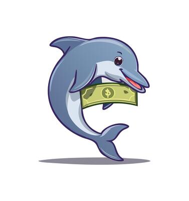 Cute Dolphin with money
