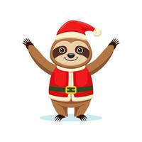 Cute Sloth with santa costume vector