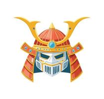 robotic samurai helmet vector