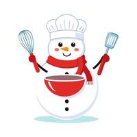 Snowman Chef with a Mixing Bowl and Whisk vector